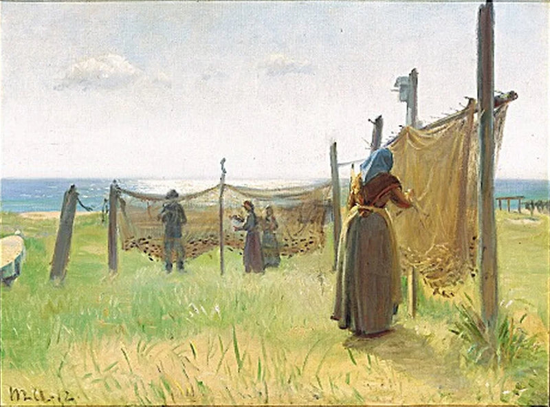 Fischerinnen reparieren ihre Netze in Skagen. – Michael Peter Ancher