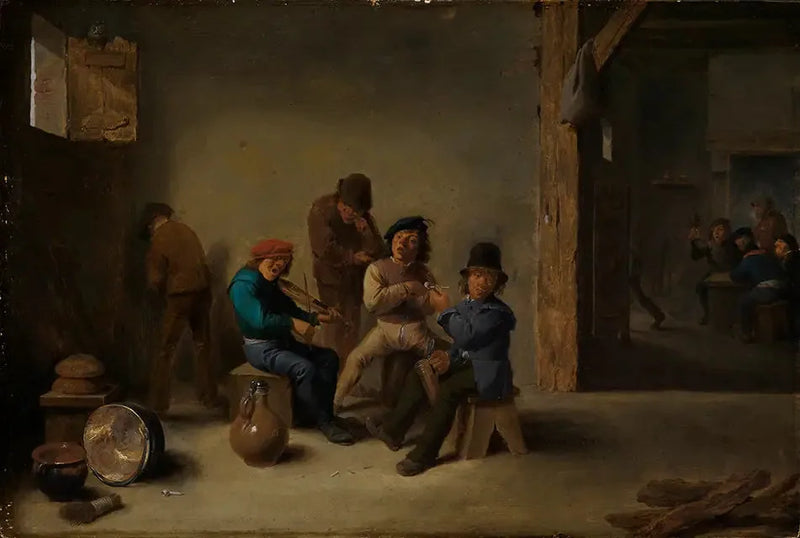 Bauern beim Trinken und Rauchen in einer Taverne - David Teniers der Jüngere