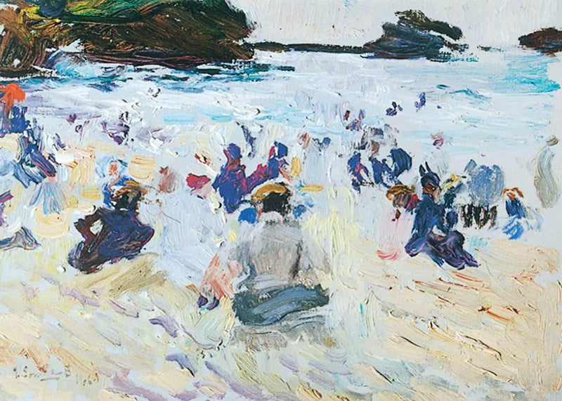 Menschen, die am Strand sitzen - Joaquín Sorolla