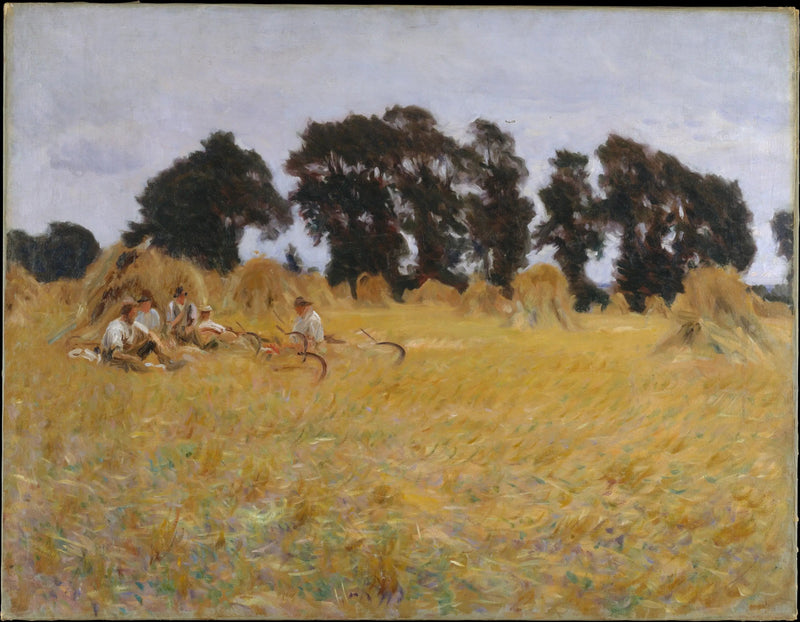 Erntearbeiter ruhen sich auf einem Weizenfeld aus - John Singer Sargent
