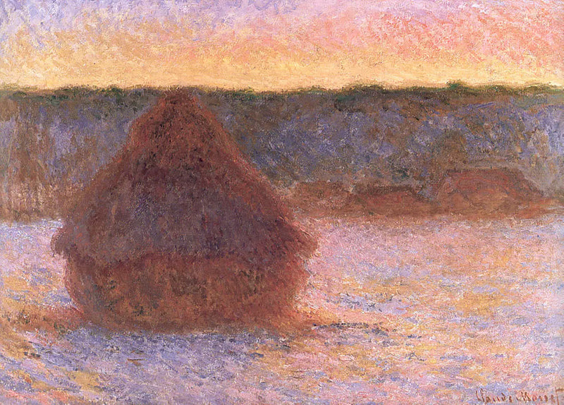 Heuhalme bei Sonnenuntergang, eisige Zeit - Claude Monet