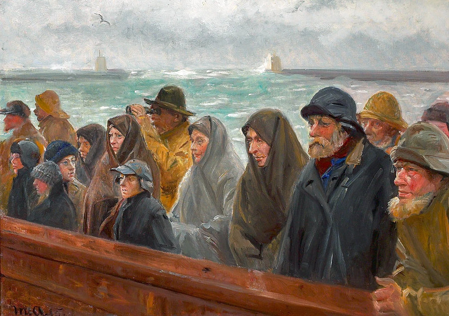 Fischer und ihre Familien an einem Kai in Skagen. – Michael Peter Ancher