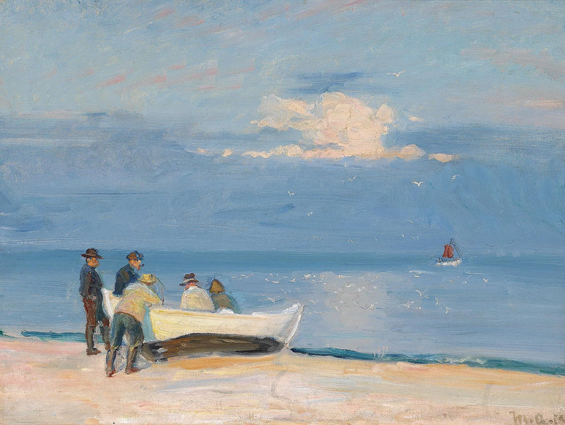Fischer auf einem Boot am Strand von Skagen. -Michael Peter Ancher