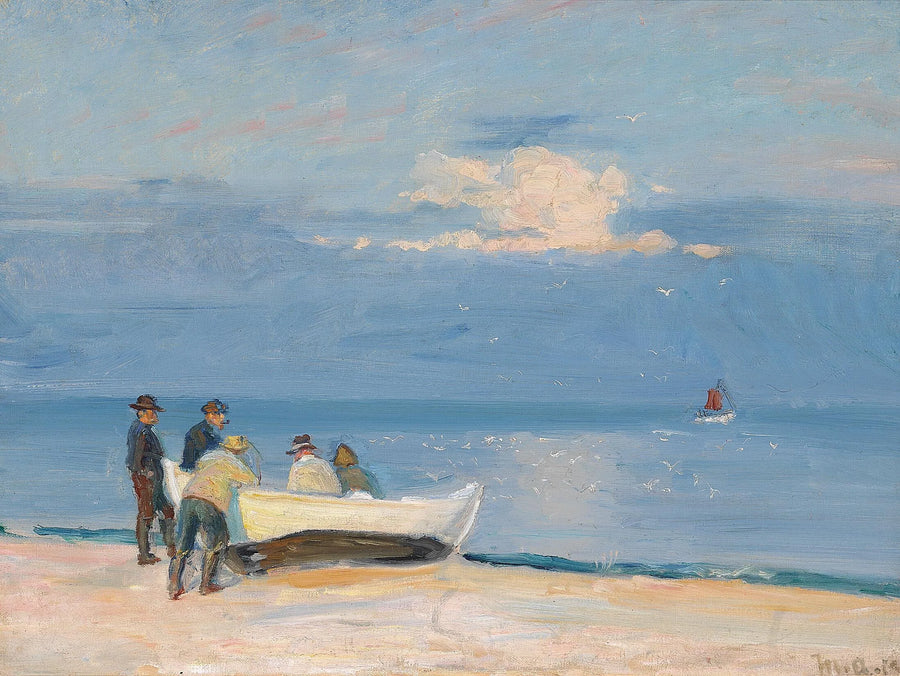 Fischer auf einem Boot am Strand von Skagen. -Michael Peter Ancher