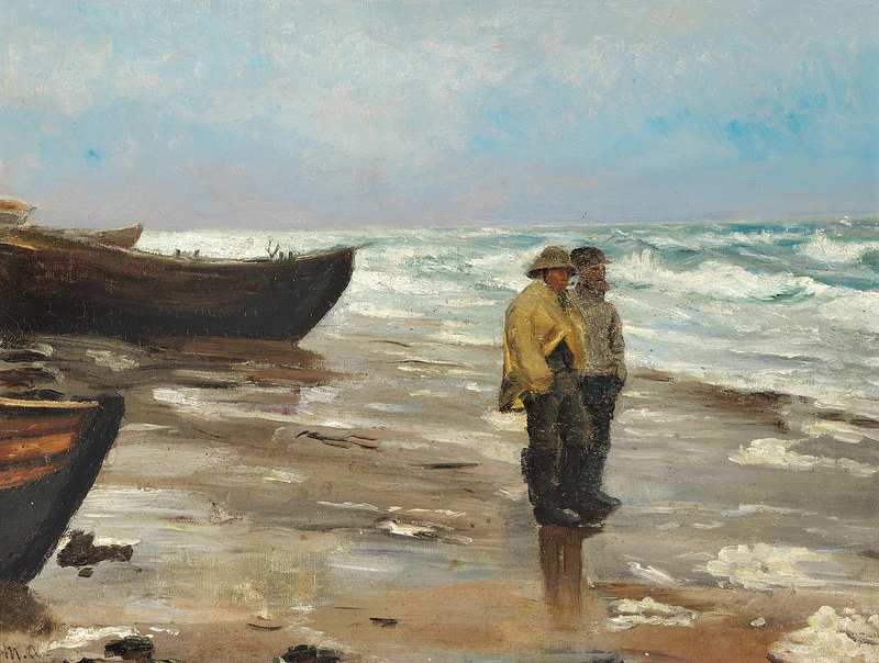 Fischer mit ihren Booten am Strand. – Michael Peter Ancher