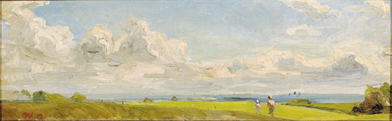 Menschen spazieren in einer Sommerlandschaft. – Michael Peter Ancher