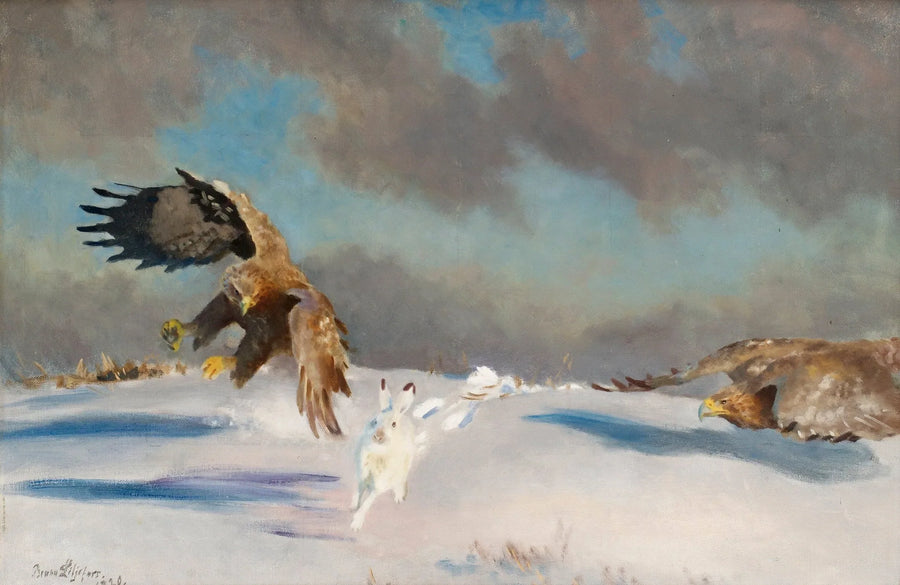 Seeadler greifen Winterhasen an - Bruno Liljefors