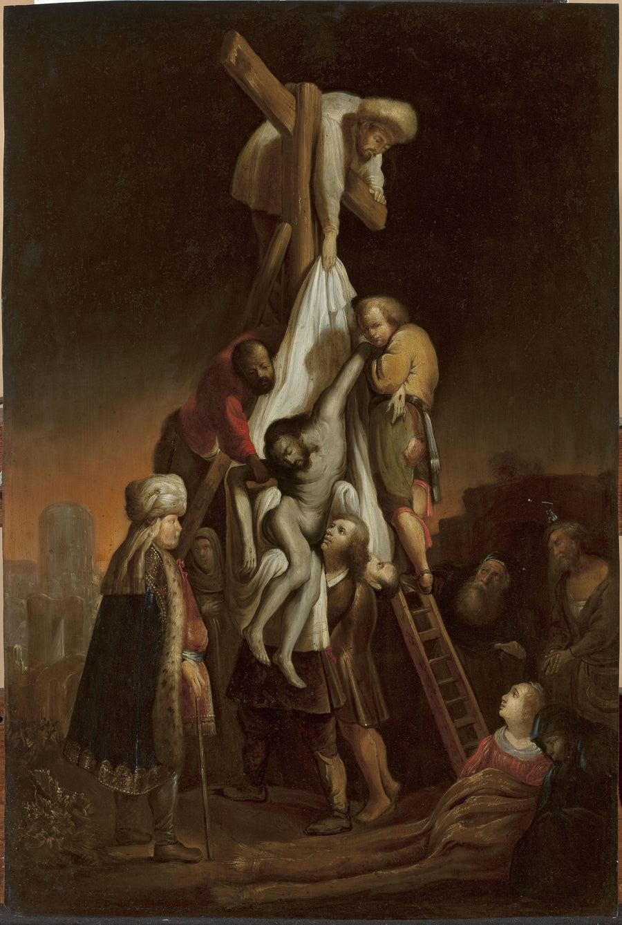 Abnahme vom Kreuz (Matthäus 27:58–59; Markus 15:45–46; Lukas 23:52–53; Johannes 19:38) - Rembrandt
