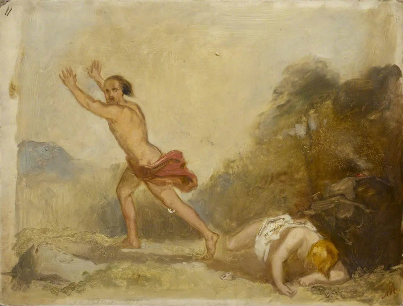 Musterzeichnung « Caïn flieht vor dem Körper Abels » - John Everett Millais
