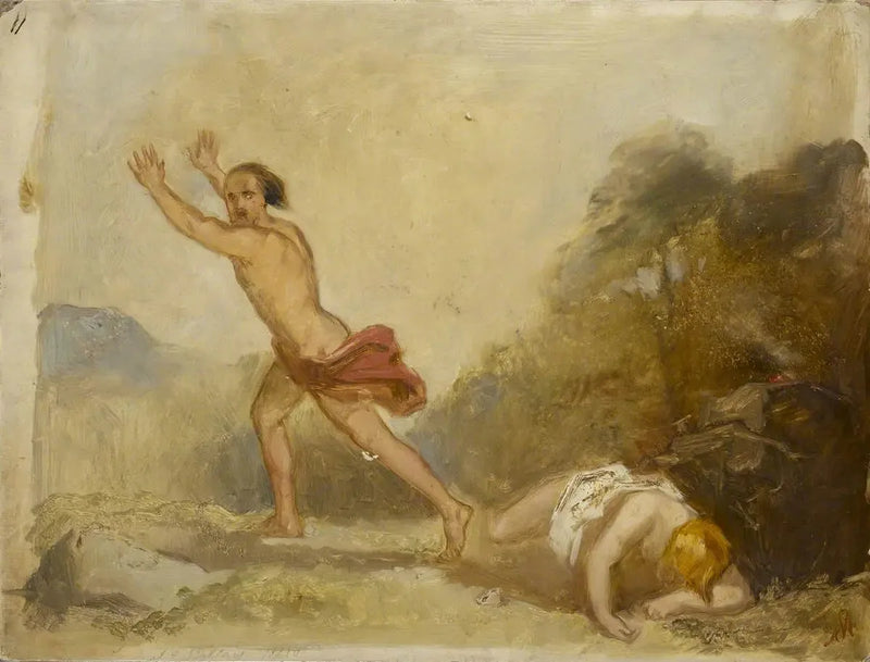 Musterzeichnung « Caïn flieht vor dem Körper Abels » - John Everett Millais