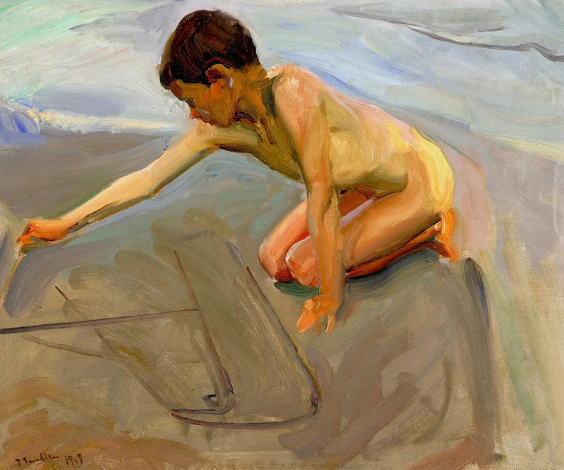 Im Sand zeichnen - Joaquín Sorolla