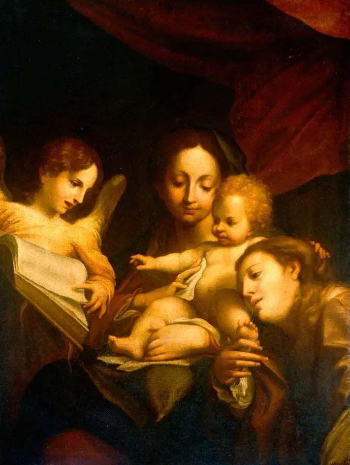 Detail der Madonna mit Heiligen Hieronymus und Maria Magdalena (Il Giorno) - Antonio da Correggio
