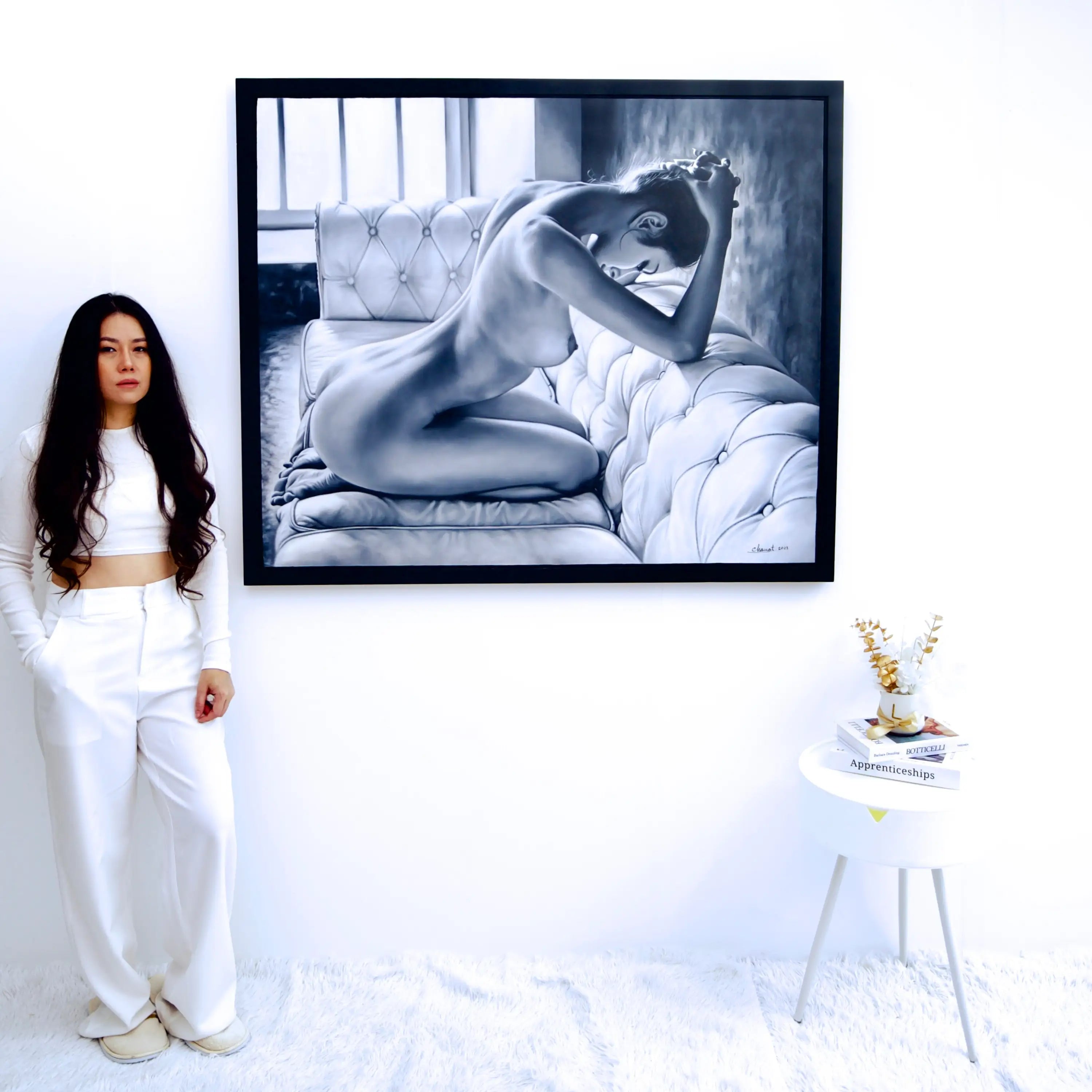 Détente sur le Canapé | 120 x 100 cm image 3 copie de tableau peinte à la main