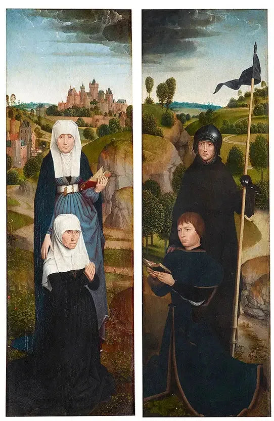 Zwei Flügel eines Triptychons mit den Porträts der Spender - Hans Memling