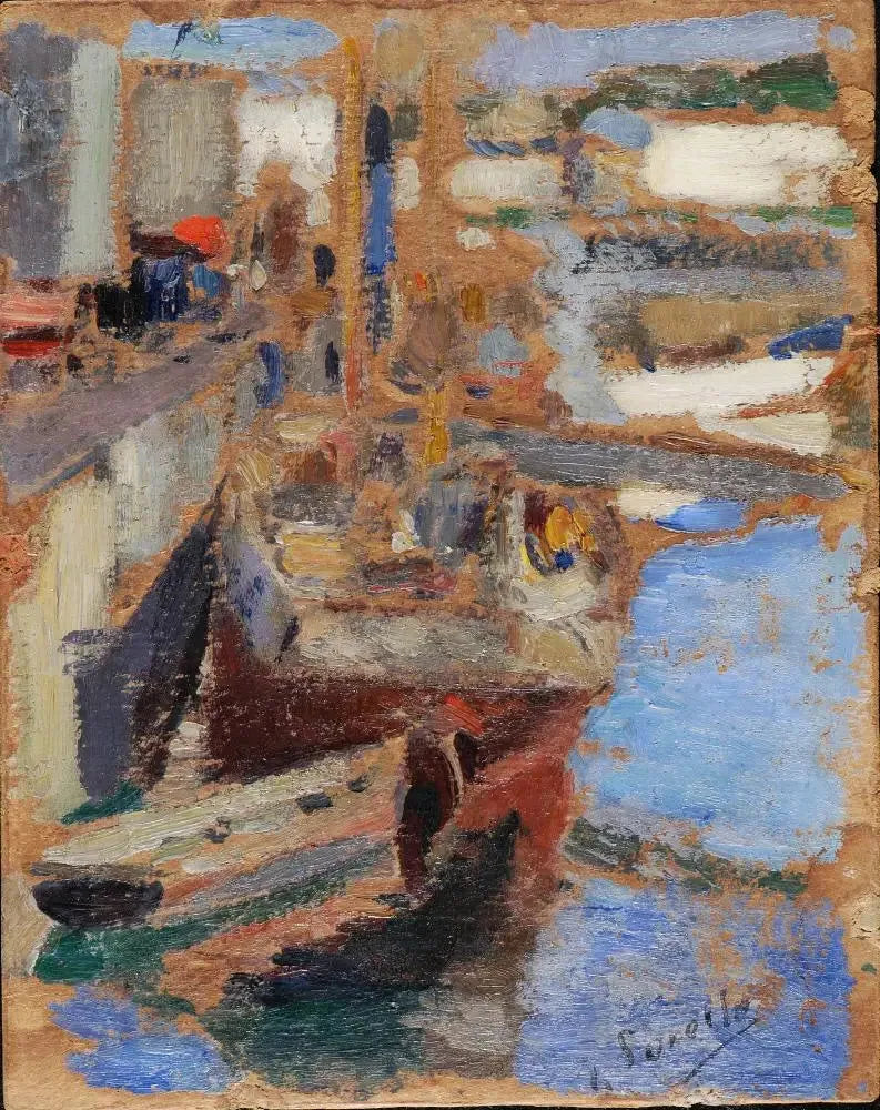 Zwei Boote am Kai - Joaquín Sorolla