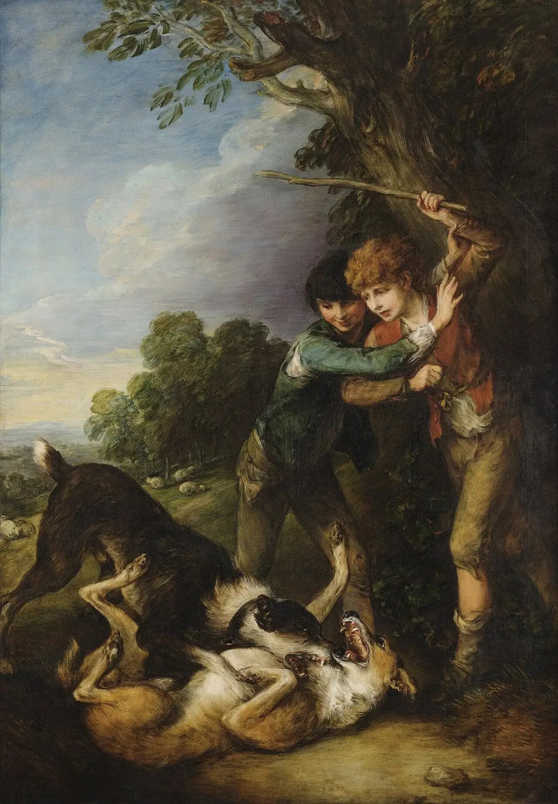 Zwei Hirten kämpfen mit Hunden - Thomas Gainsborough