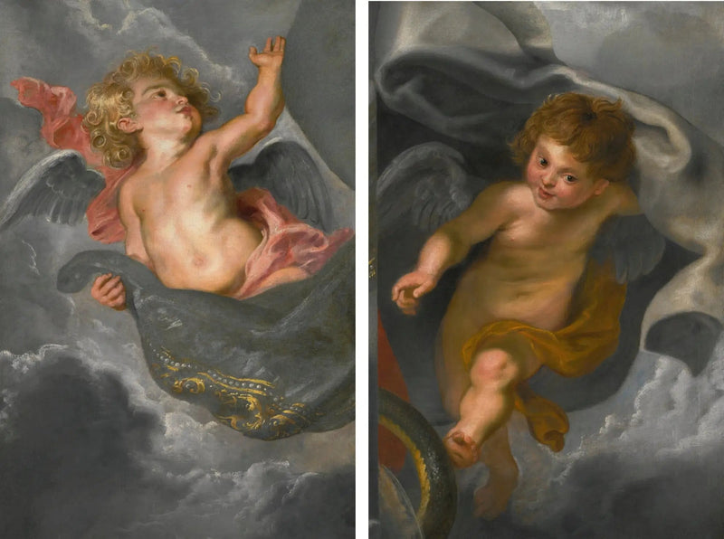Zwei Cherubinen, die Draperien halten - Peter Paul Rubens