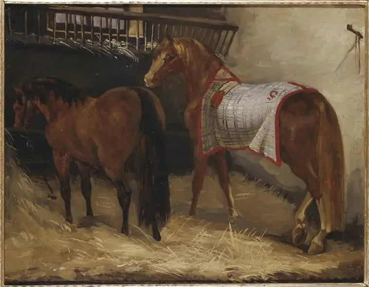 Zwei Pferde im Stall - Théodore Géricault