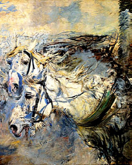 Zwei weiße Pferde - Giovanni Boldini