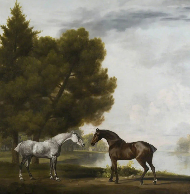 Zwei Pferde communiant dans un paysage - George Stubbs