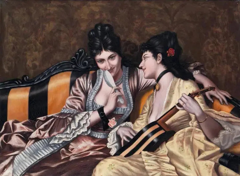 Zwei Damen auf einem Sofa - Luis Ricardo Falero
