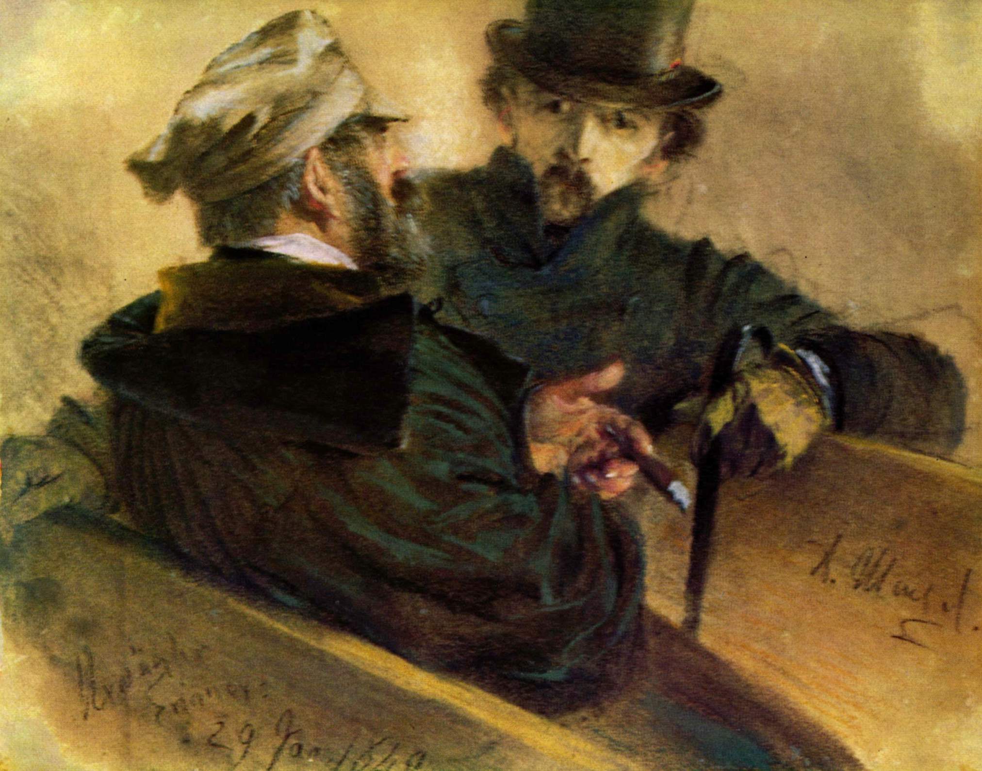 Zwei Wähler im Gespräch - Adolph von Menzel