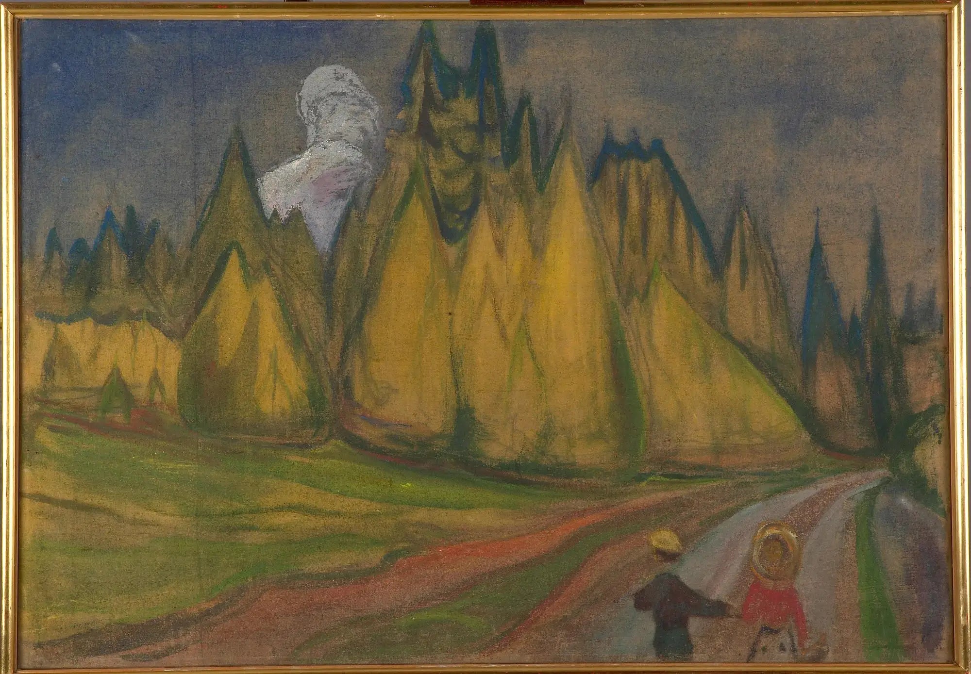 Deux Enfants sur le chemin de la forêt enchantée - Edvard Munch image 1 reproduction artisanale de tableau