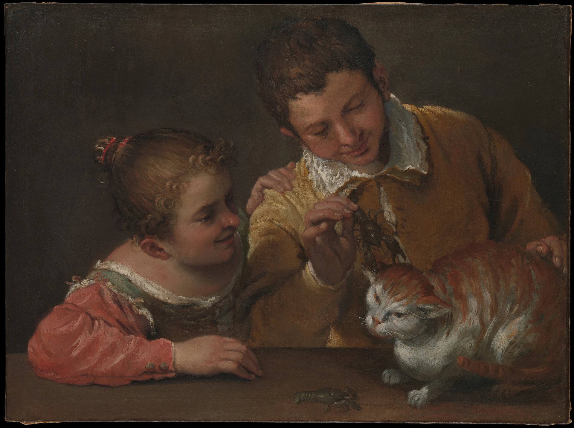 Deux enfants taquinant un chat - Annibale Carracci