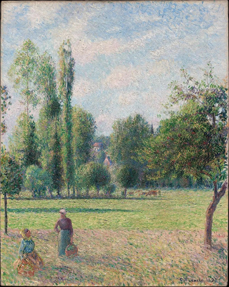 Zwei Frauen auf der Wiese in Éragny - Camille Pissarro