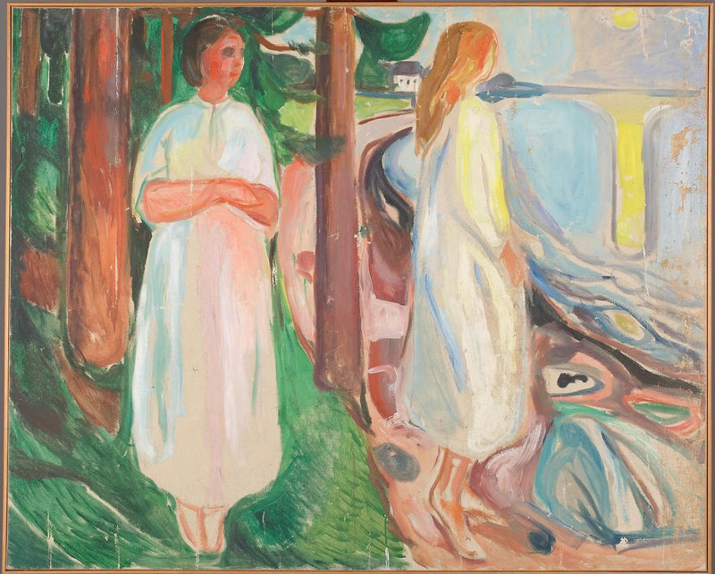 Zwei Frauen in Weiß am Strand - Edvard Munch