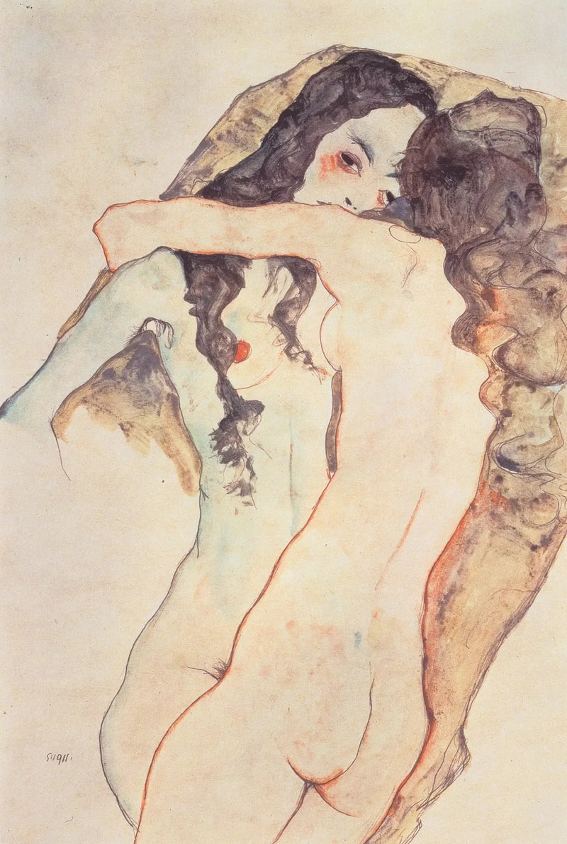 Zwei Frauen, die sich küssen - Egon Schiele