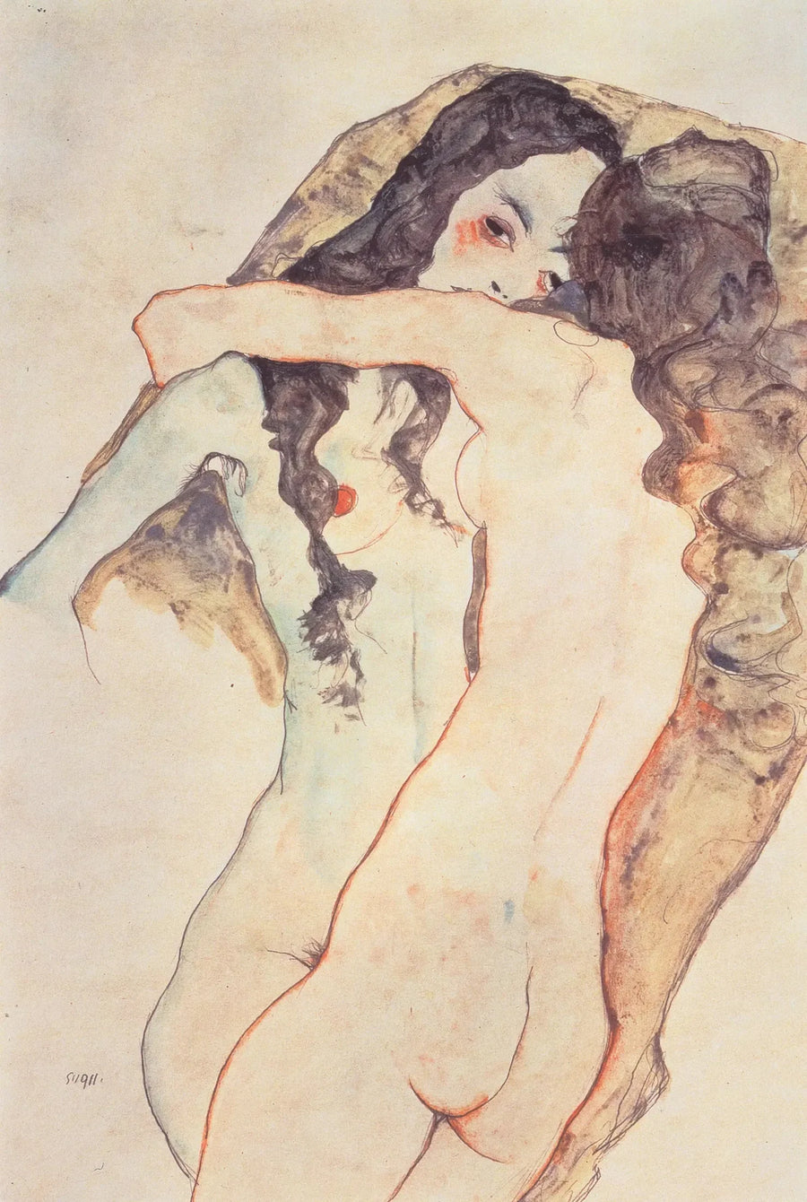 Zwei Frauen, die sich küssen - Egon Schiele