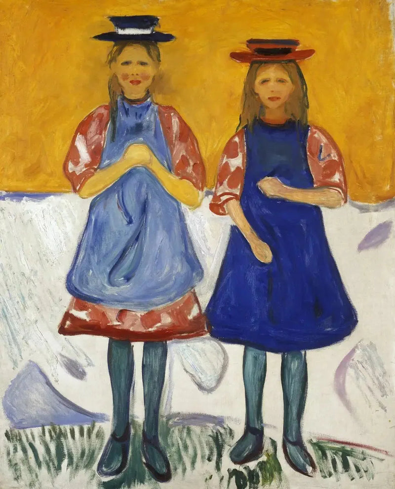 Zwei Mädchen mit blauer Schürze - Edvard Munch
