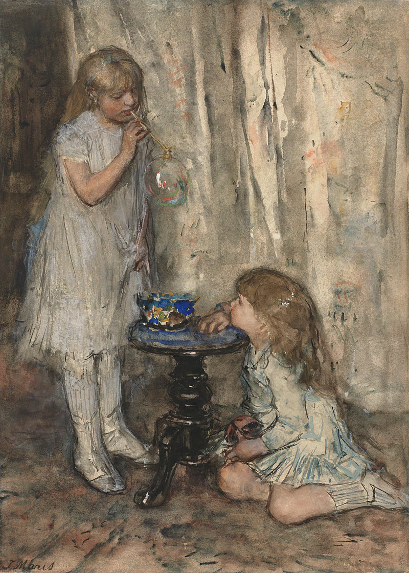 Deux filles soufflant des bulles - Jacob Maris