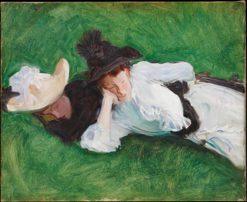 Zwei Mädchen auf einer Wiese - John Singer Sargent
