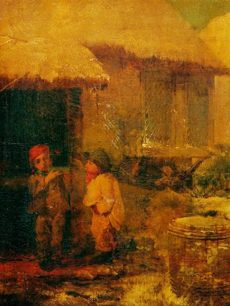 Zwei Jungen mit einem Vogelkäfig - Briton Rivière