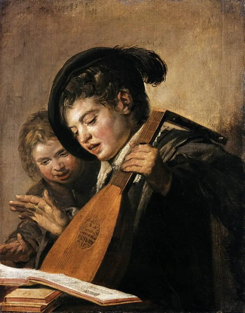 Zwei Jungen, die spielen und singen - Frans Hals