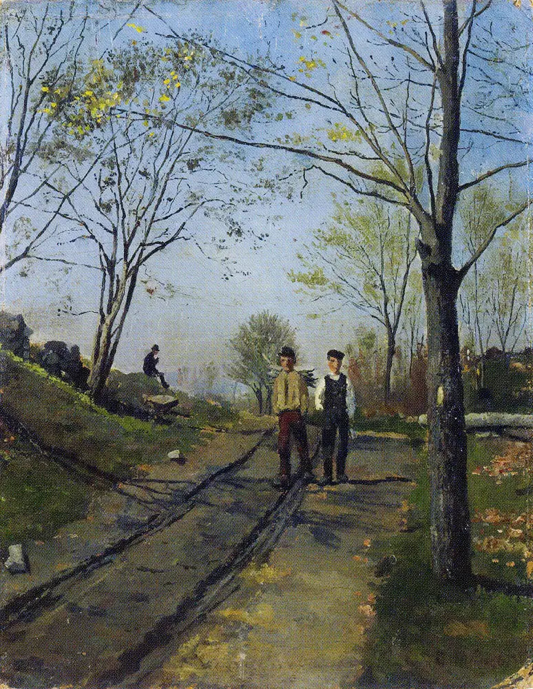 Deux Garçons sur une voie de campagne - Edvard Munch image 1 reproduction de peinture à l’huile