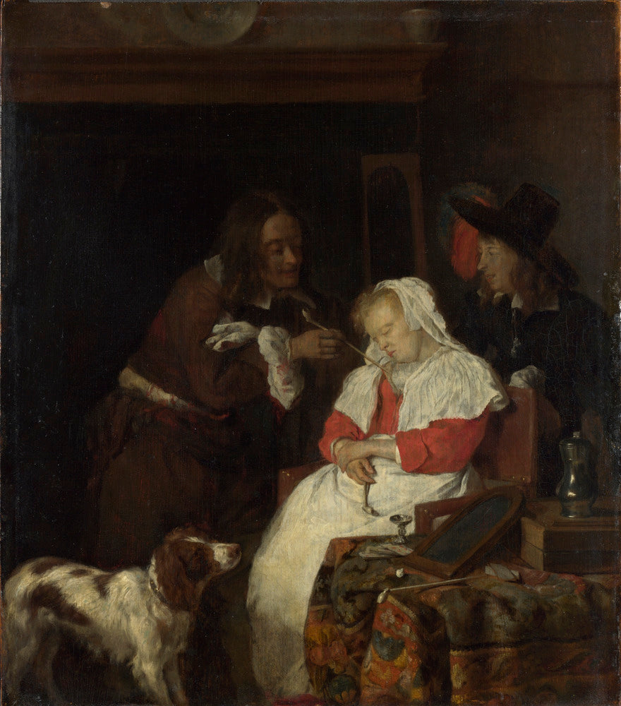 Deux hommes avec une femme endormie - Gabriel Metsu image 1 reproduction réalisée par Alpha Reproduction