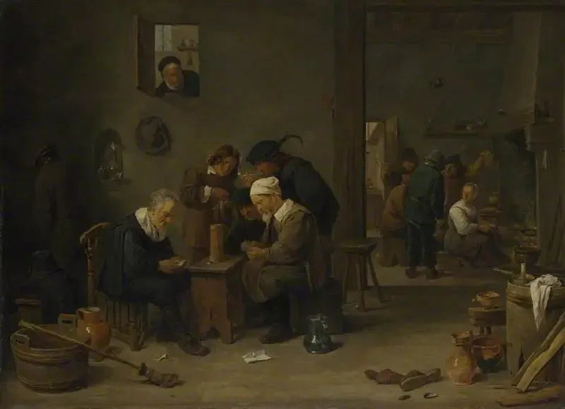 Zwei Männer spielen Karten in der Küche einer Herberge - David Teniers der Jüngere