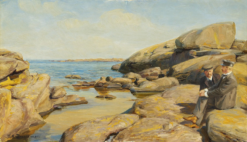 Zwei Männer an einem Strand auf Bornholm. - H. A. Brendekilde