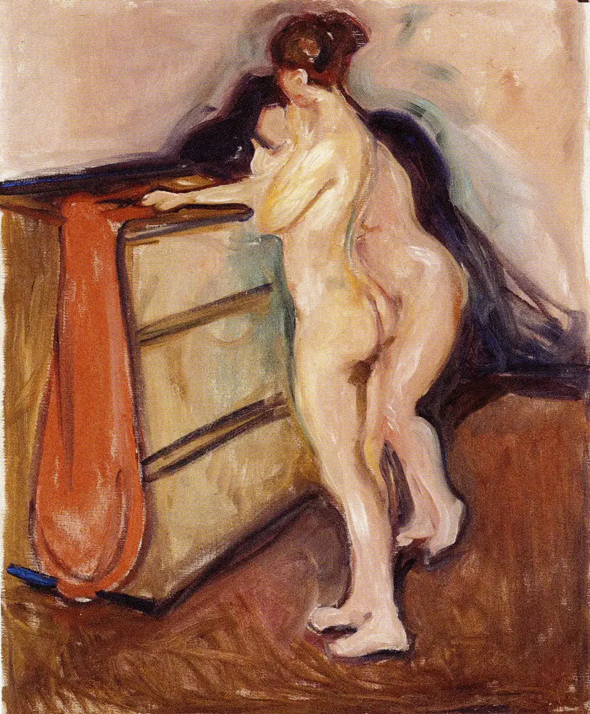 Zwei stehende Akte neben einer Kommode - Edvard Munch