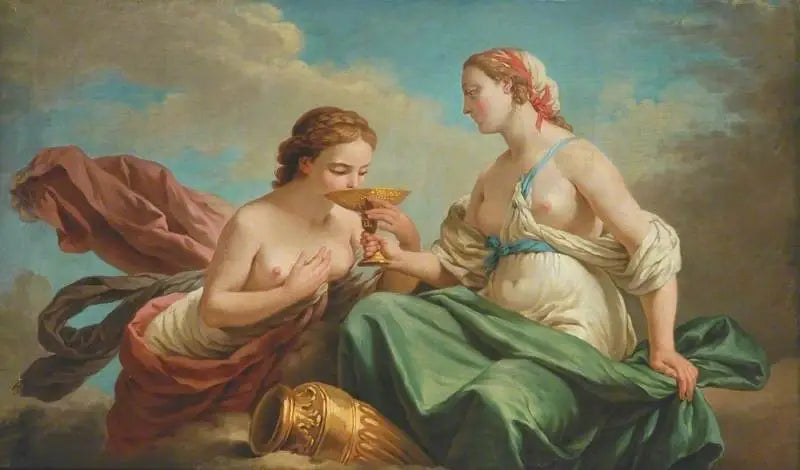 Zwei Nymphen, Allegorie der fünf Sinne - Louis Jean François Lagrenée