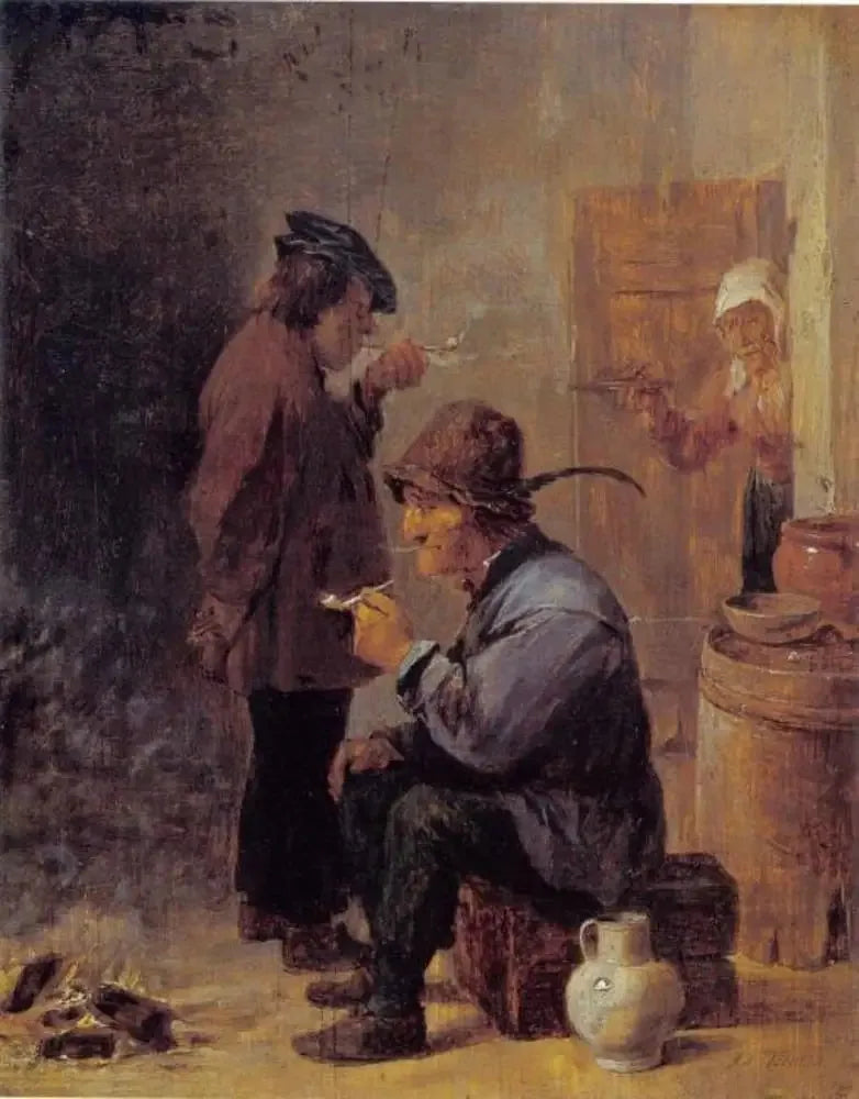 Zwei rauchende Bauern am Kohlefeuer - David Teniers der Jüngere