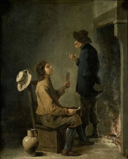 Zwei Bauern Raucher vor einem Herd - David Teniers der Jüngere
