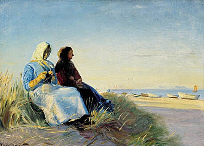 Zwei Fischerinnen auf einer Düne bei Skagen Senderstrand. -Michael Peter Ancher
