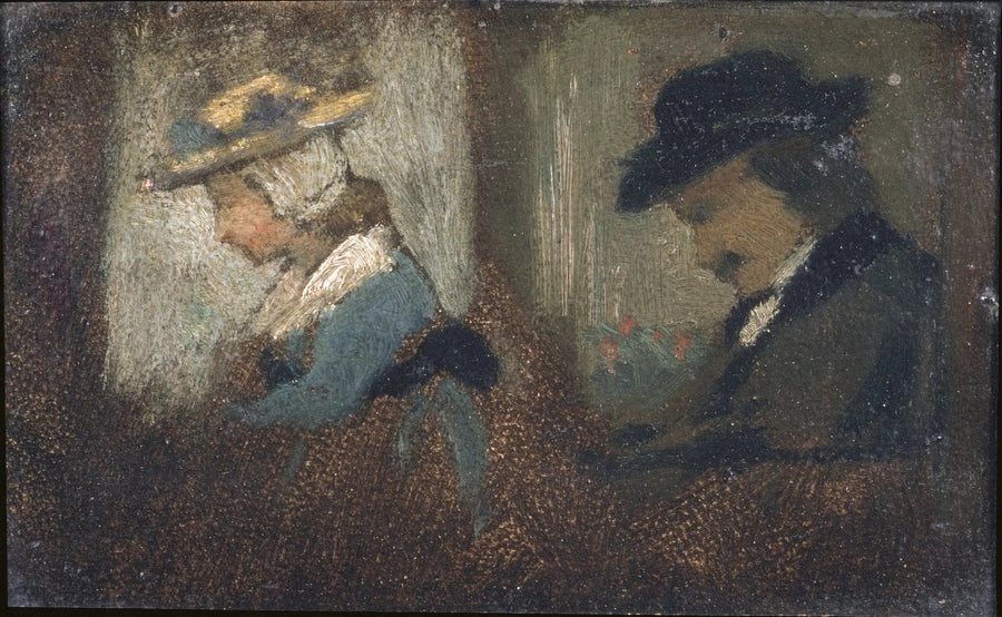 Zwei Figuren in einem Eisenbahnwagen - Frédéric Bazille