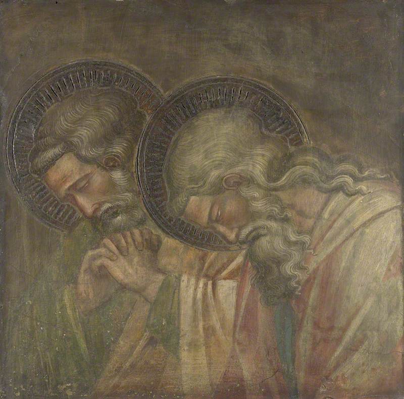 Zwei trauernde Personen mit Heiligenschein - Spinello Aretino