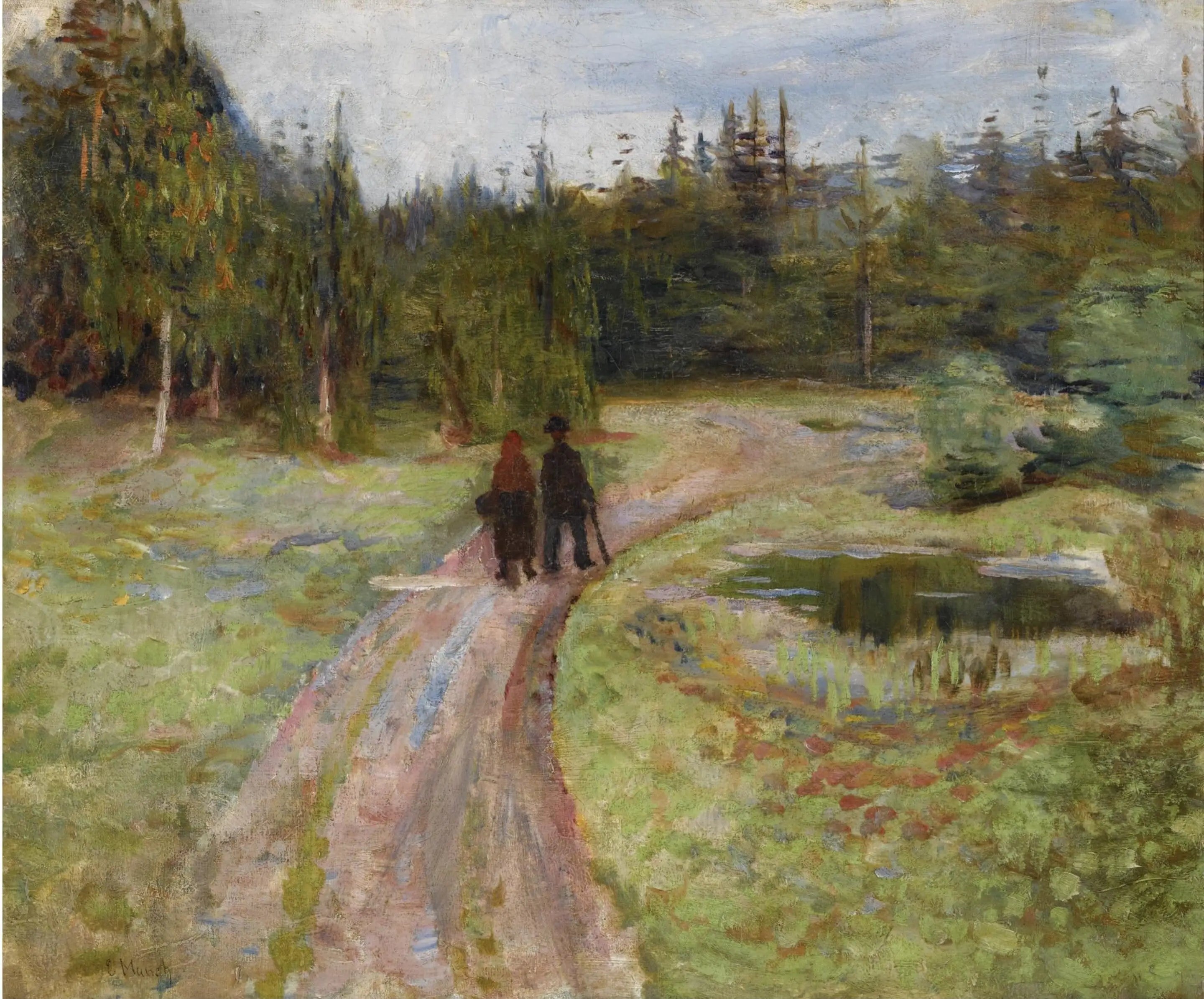 Reproduction du tableau « Deux Personnes sur le chemin de la forêt - Edvard Munch » par Alpha Reproduction en peinture à l’huile