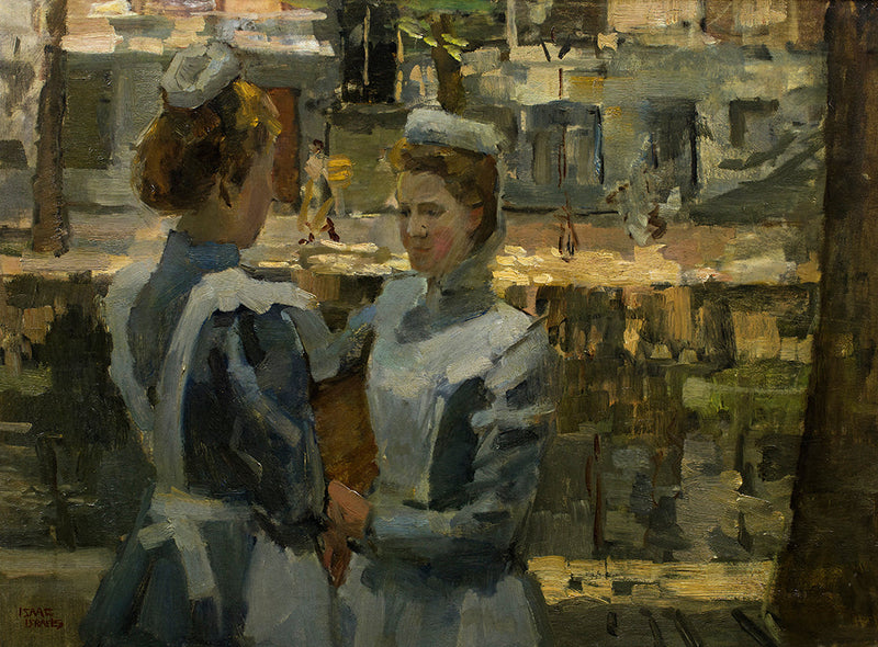 Zwei Dienstmädchen an einem Kanal in Amsterdam - Isaac Israel